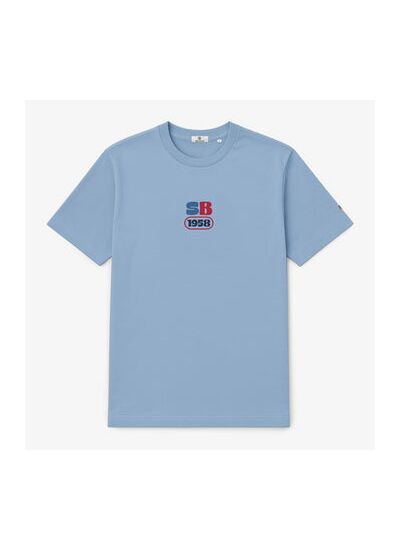 T-shirt manches courtes en coton avec imprimé SB1958 bleu dragée