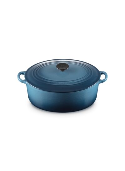 Cocotte ovale 31cm en fonte émaillée bleu marine
