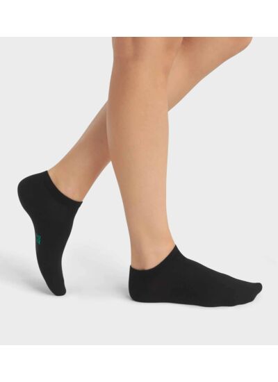 Lot de 2 paires de socquettes femme en coton bio Noir Dim Good