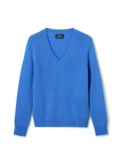 Pull col V - Femme - BLEU KINETIC CHINE