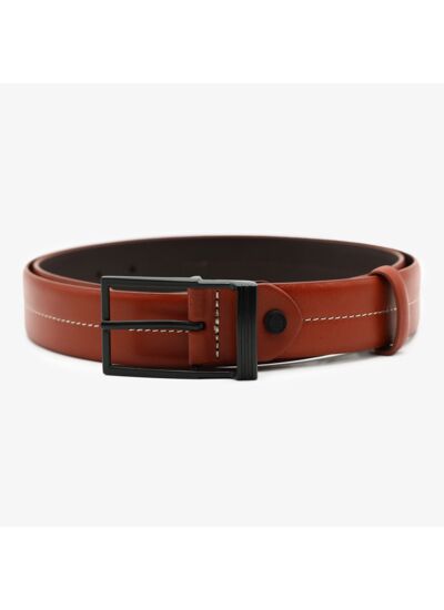 Ceinture en cuir lisse marron cognac