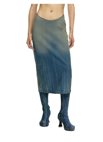 Jupe crayon en denim léger strié