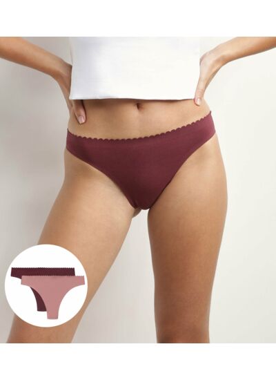 Lot de 2 tangas femme Rose et Rubis Body Touch Easy