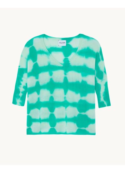 Pull Minie Stripe Dye Pull col v oversize manches 3/4 cachemire