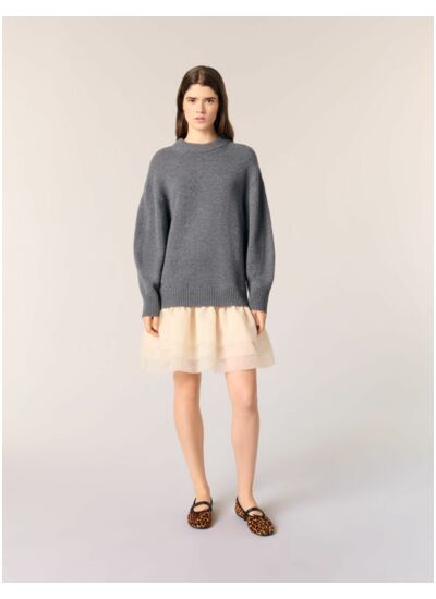 Robe bi-matière laine et organza