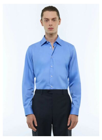 Chemise à col droit en coton