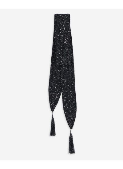 Écharpe Fine À Sequins En Maille Noire