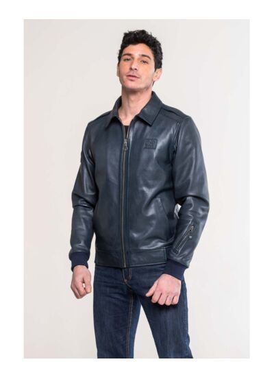 Blouson Cuir Jacky Ickx Marine