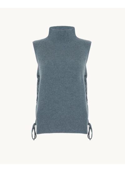 Pull Enola Pull Cachemire Col Cheminée Sans Manches, 6 fils