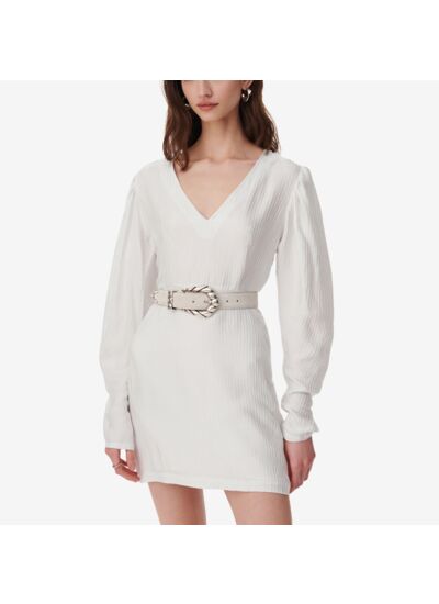 Robe Jacquard Rayé Col V Ilona