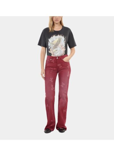 Jean Flare Imprimé Papillons Femme
