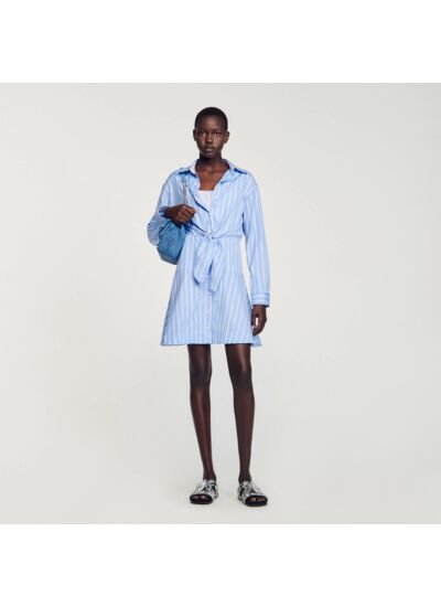 Robe chemise nouée à rayures
