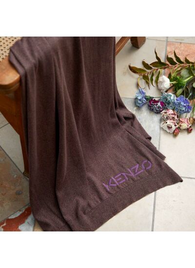 Kenzo - Plaid en coton acrylique bleu, K Mix