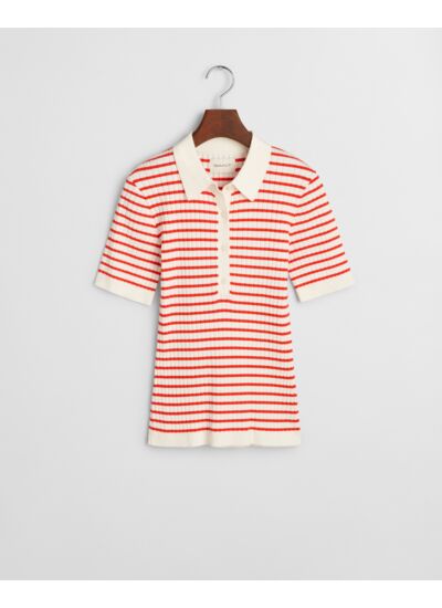 Striped Rib Knit Short Sleeve Rugge
