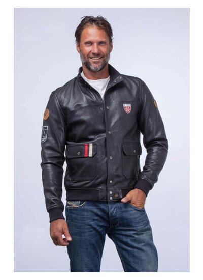 Blouson cuir 24 H LE MANS noir