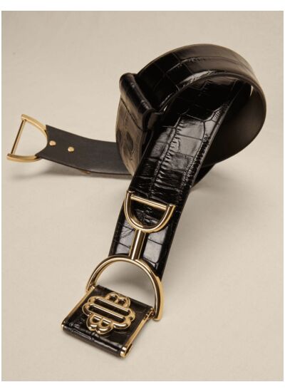 Ceinture large en cuir lisse
