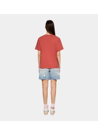 T-Shirt Rouge Avec Sérigraphie Blason Femme