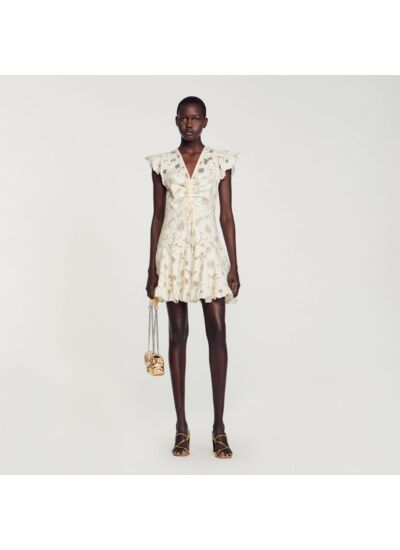 Robe courte en guipure marguerites