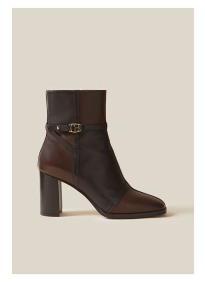 Bottines cuir vernis patchwork