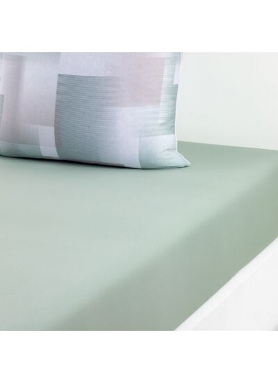 Lacoste - Drap housse en satin de coton lavé vert, L Songe