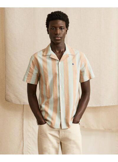 Chemise rose & vertes