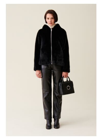 Veste fausse fourrure à capuche
