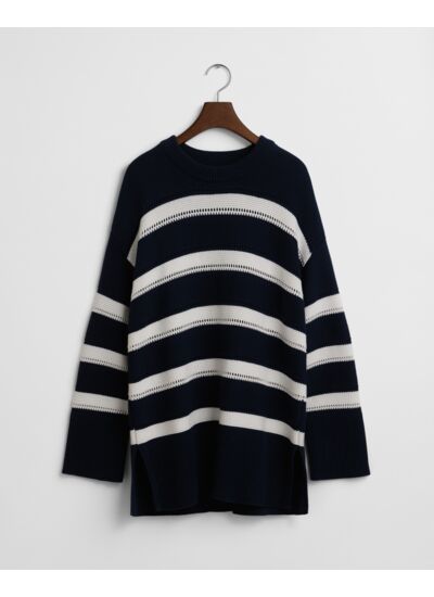 Striped Textured Crew Neck Sweater
