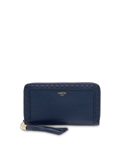 Premier Flirt de Lancel - Portefeuille continental zippé - Grand modèle - Bleu Petrole