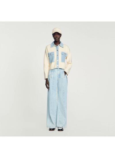 Cardigan avec empiècements en jean