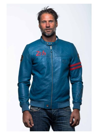 Blouson Cuir 24h Le Mans Miles4 ocean blue
