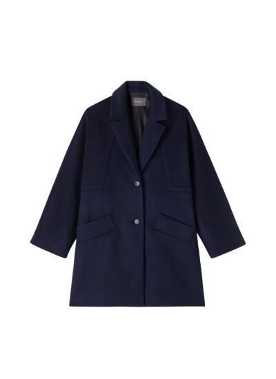 Manteau oversize double face découpes géométriques - Femme - MARINE
