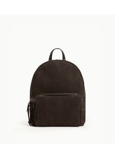 Sac à dos zippé Emile en cuir côtelé et lisse