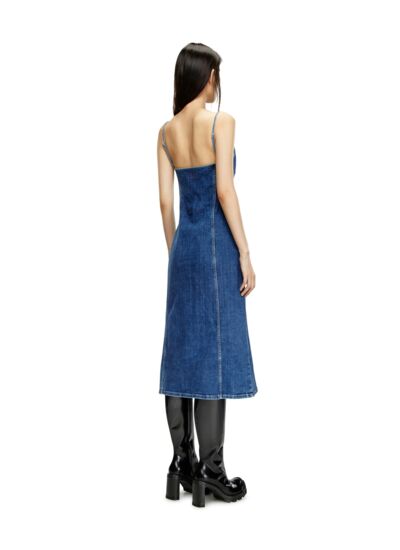 Robe midi à bretelles en denim