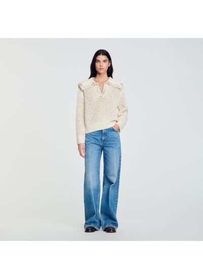 Pull en laine à col vareuse