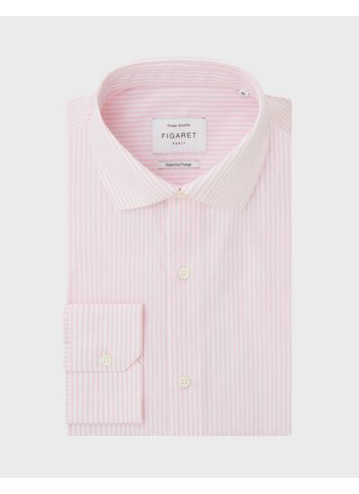 Chemise Ajustée Infroissable rayée rose