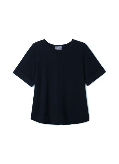 Col rond ultrafin pli au dos - Femme - NOIR