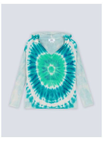 Pull poncho capuche cachemire tie & dye Canyon CELADON_ATOLL