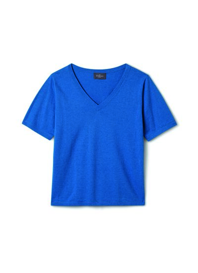 T-shirt col V - Femme - BLEU BRUNNERA