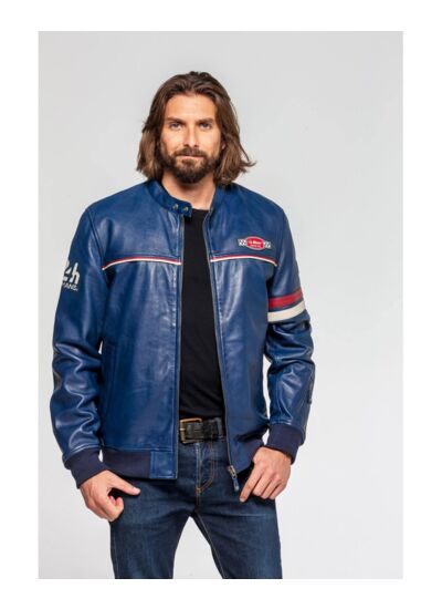 Blouson Cuir 24h Miles Royal Blue