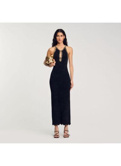 Robe longue perlée