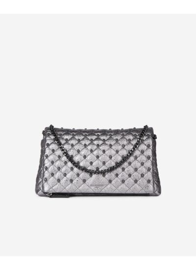 Pochette Héritage Medium En Cuir Gunmetal