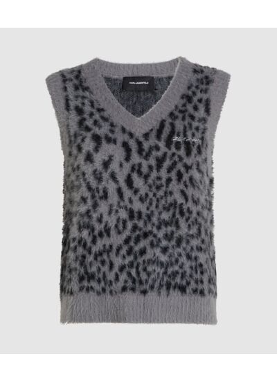 LEOPARD FLUFFY KNIT VEST