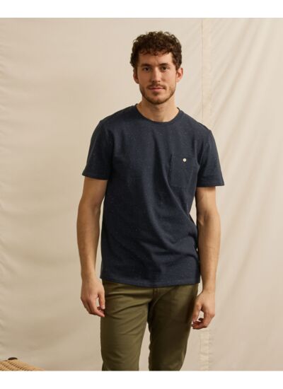 T-shirt col rond bleu marine