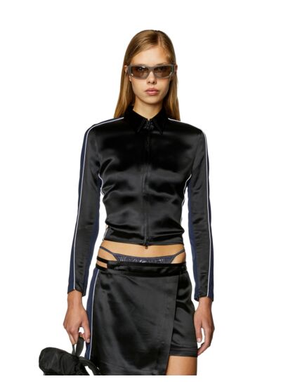Modèle slim-fit légèrement croppedCol de chemiseZips invisibles aux poignetsFermeture zippée à double sens avec languette Oval D