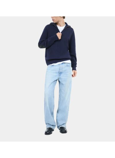 Pull En Laine Bleu Marine Homme