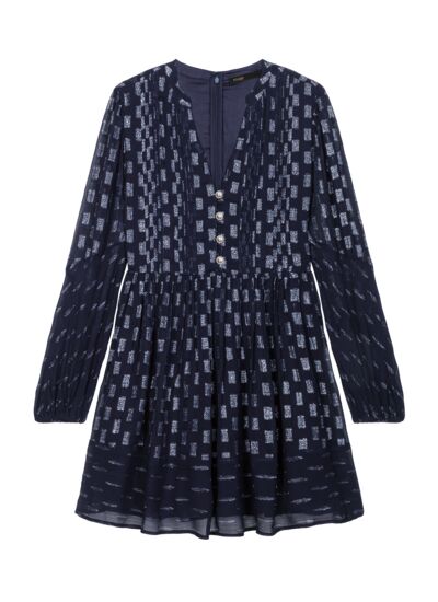 Robe courte plissée à imprimé fleurs