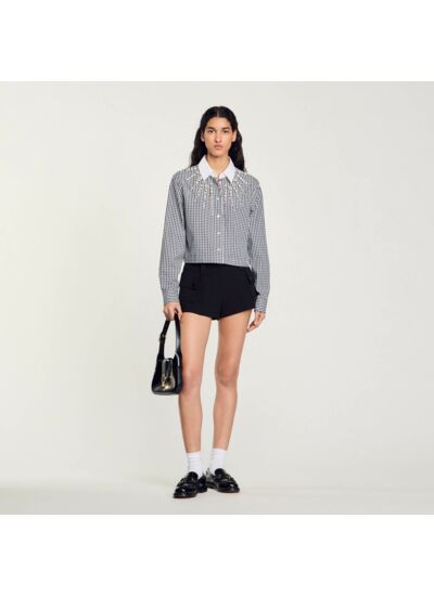 Chemise courte à strass