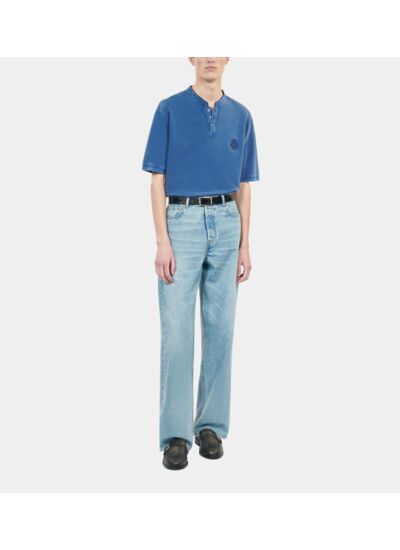 Polo En Coton Piqué Bleu Homme