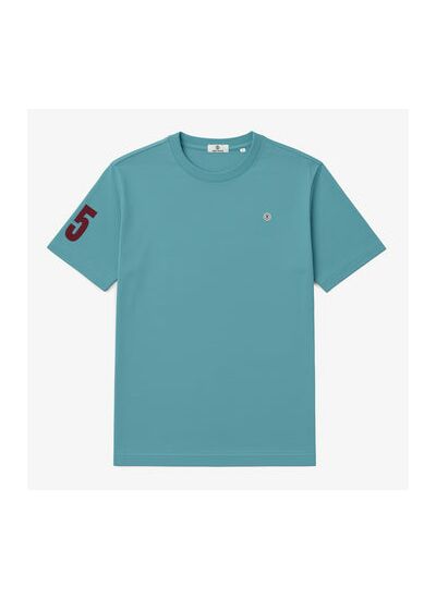 T-shirt manches courtes col rond en coton avec imprimé 15 bleu glacier