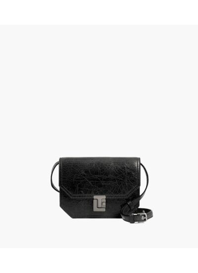 Petit sac bandoulière Rose en cuir froissé